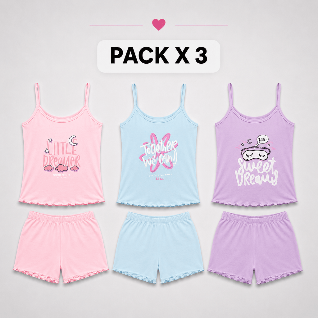 Pack X3 Multiuso Juvenil Sara|Talla Unica|Estampado| - Vestiganga