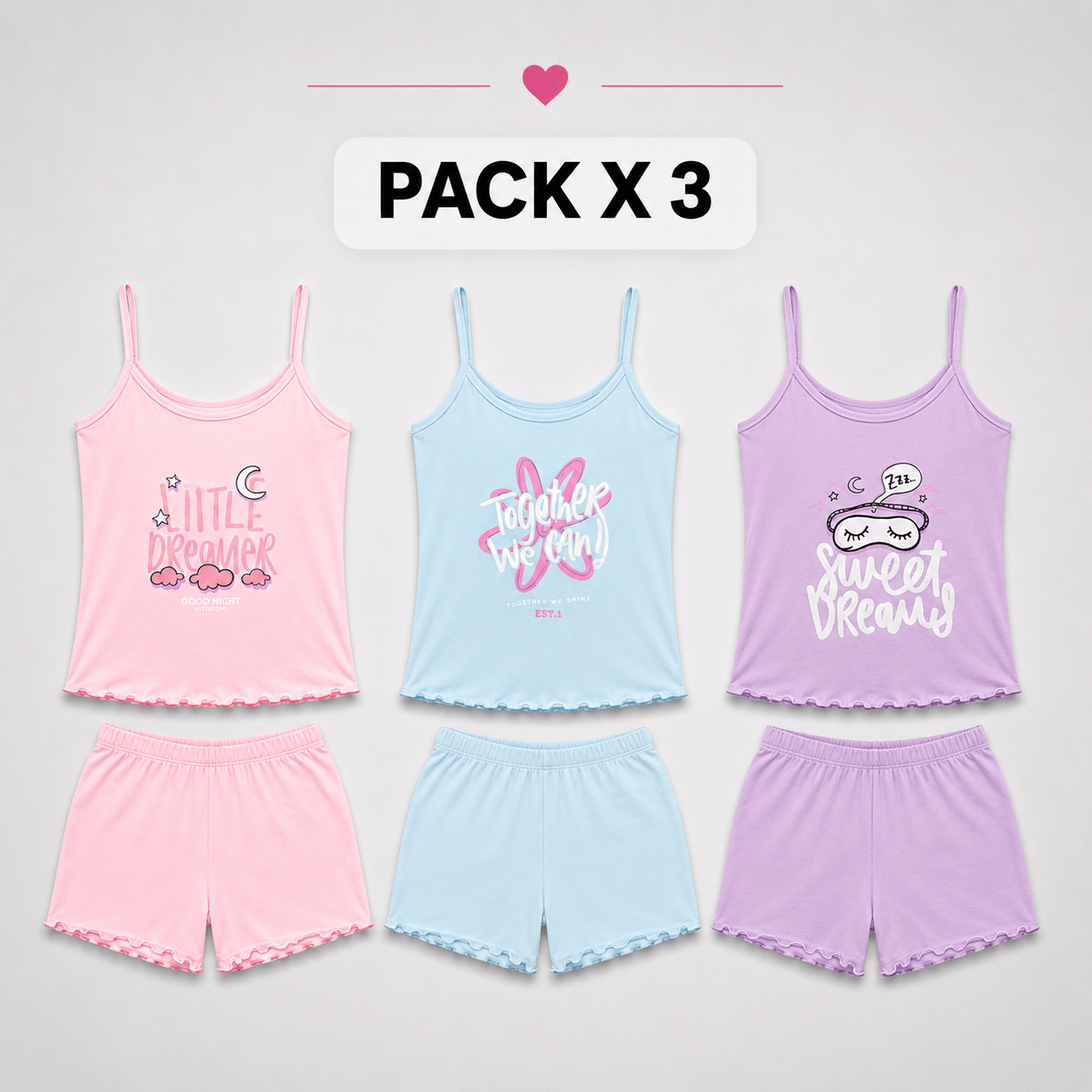 Pack X3 Multiuso Juvenil Sara|Talla Unica|Estampado| - Vestiganga