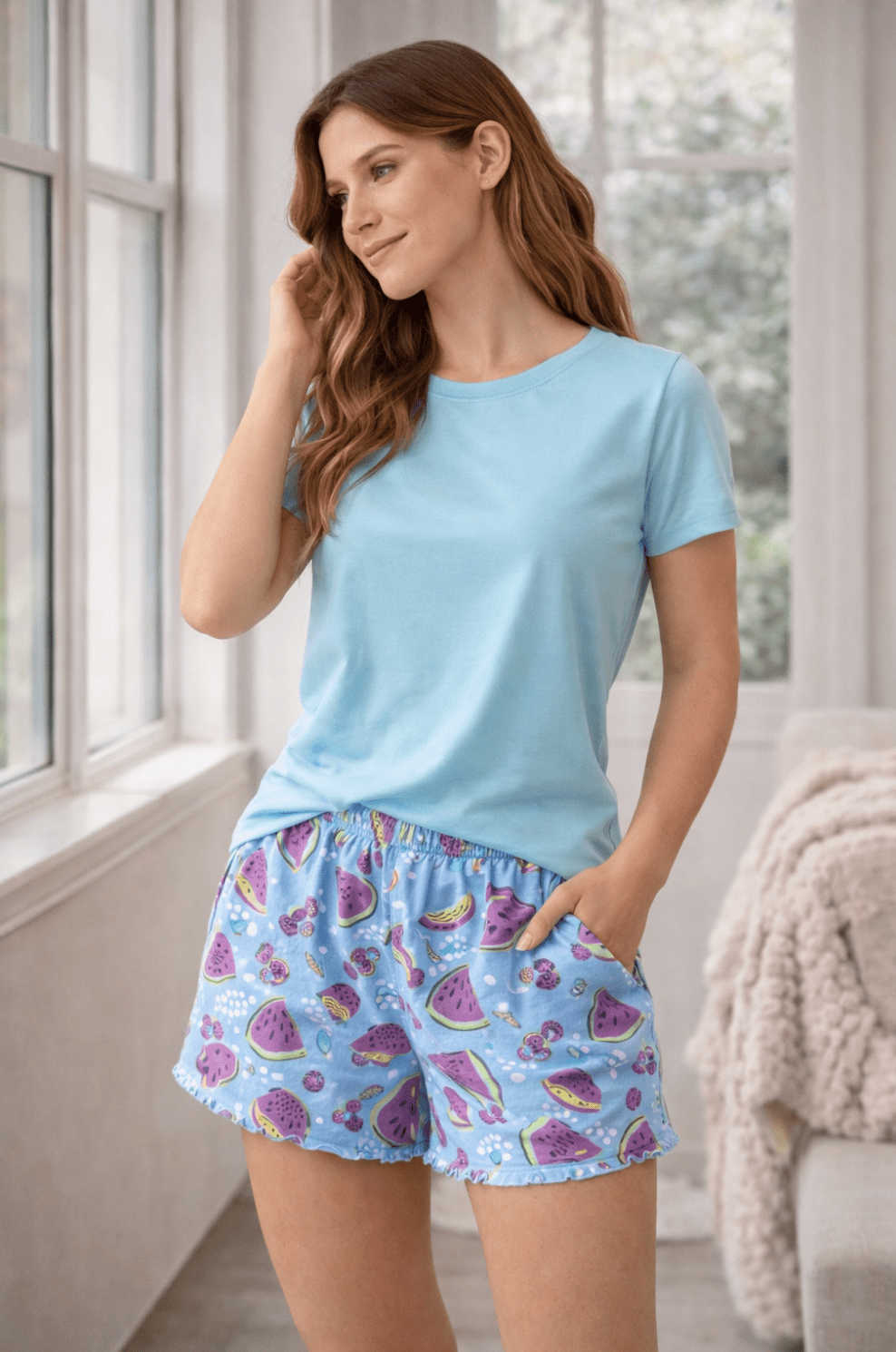 Pijama Camiseta y Short Angela | Short Estampado | - Vestiganga