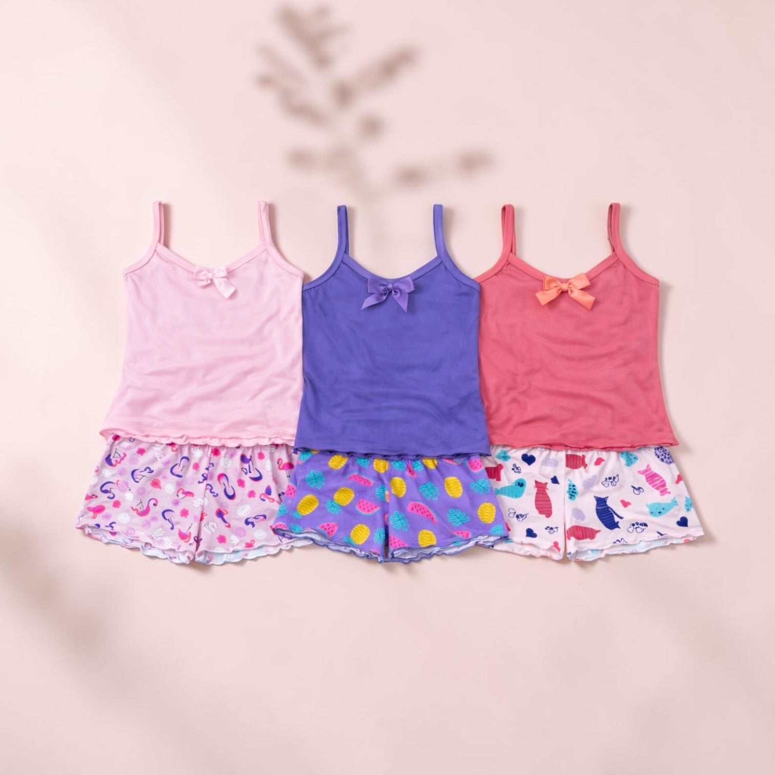 Pijama Dama Sol | Pack X3 | Short Estampado | - Vestiganga