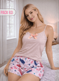 Pijama Dama Sol | Pack X3 | Short Estampado | - Vestiganga