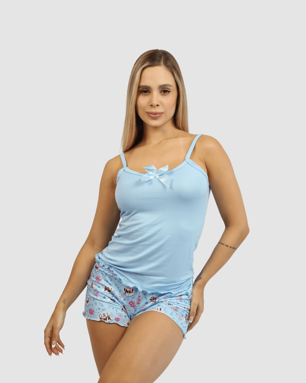 Pijama Dama Sol | Pack X3 | Tallada | Short Estampado | - Vestiganga