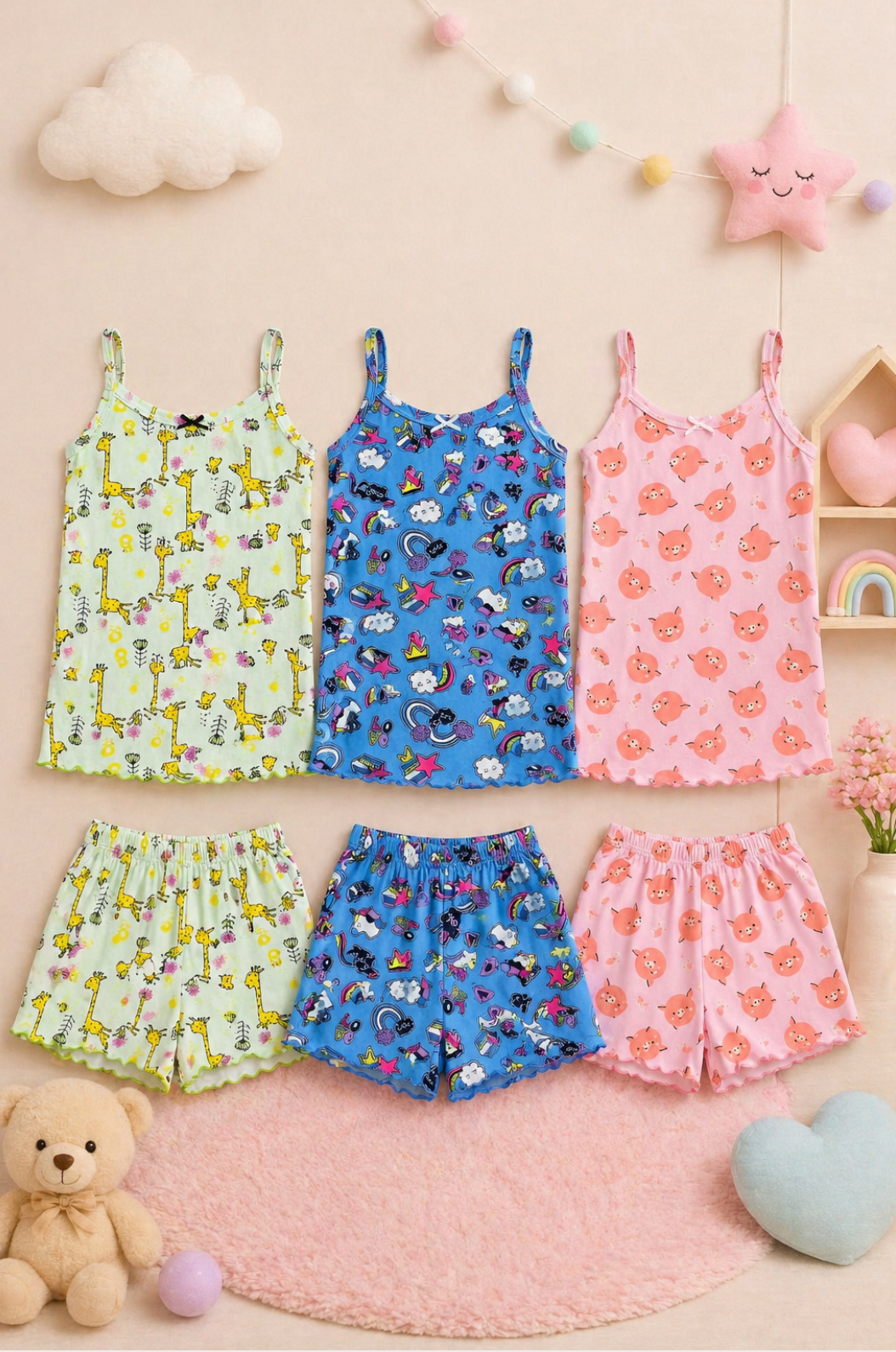 Pijama Niña Julieta |Pack X3|Short y Blusa| - Vestiganga