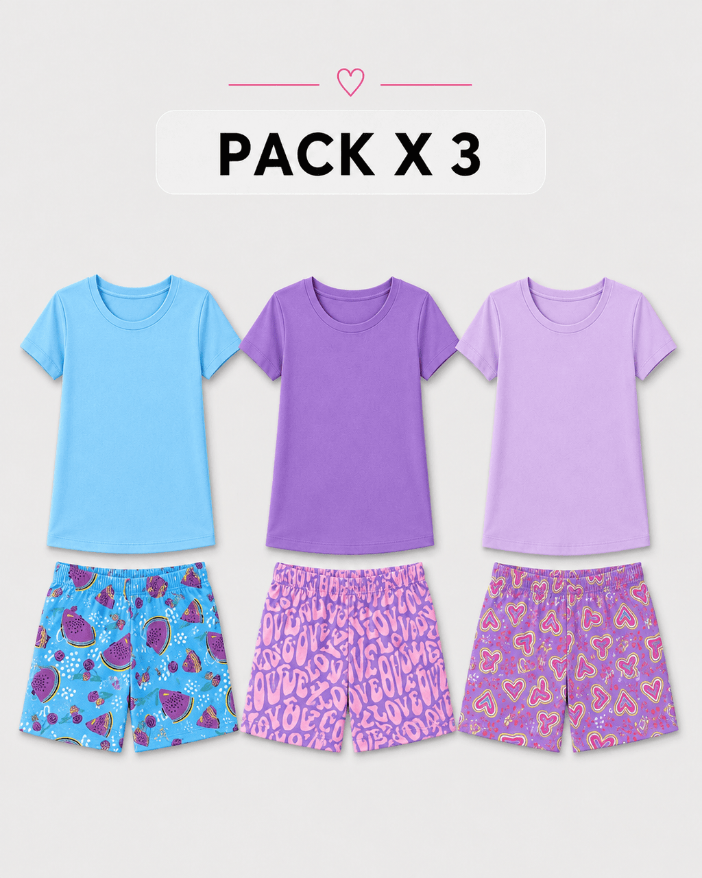 Pijama para Mujer - Angela Pack X3, Estampados - Vestiganga
