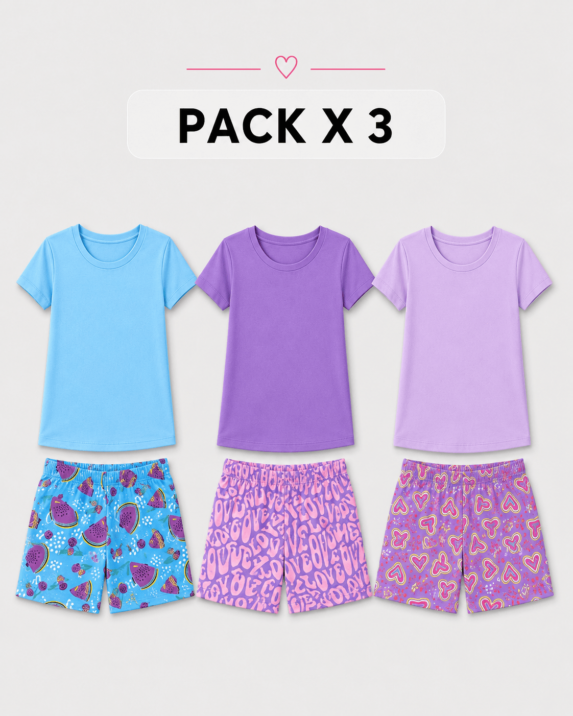 Pijama para Mujer - Angela Pack X3, Estampados - Vestiganga