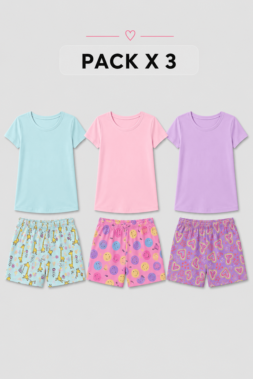 Pijama para Mujer - Angela Pack X3, Estampados Multi - Vestiganga
