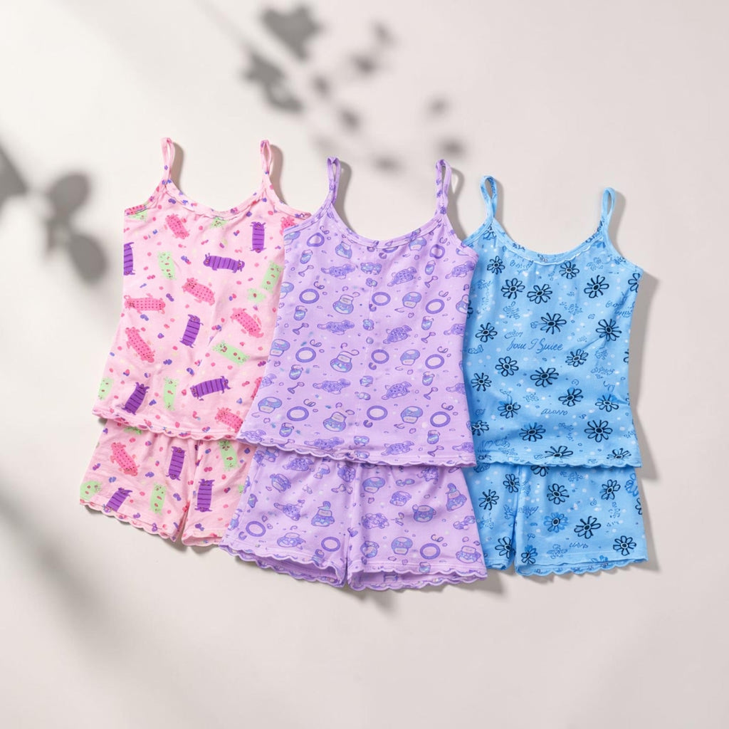 Pijama Short y Blusa Ariana | Set X3 | Talla única | Estampada | - Vestiganga