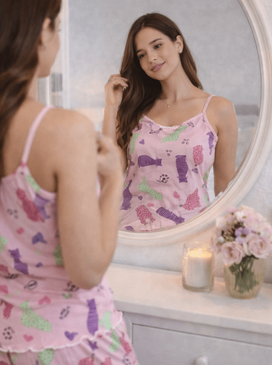 Pijama Short y Blusa Ariana| Talla única | Estampada | - Vestiganga