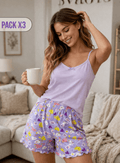 Pijama Short y Blusa Camila | Set X3 | Talla única | Estampada | - Vestiganga